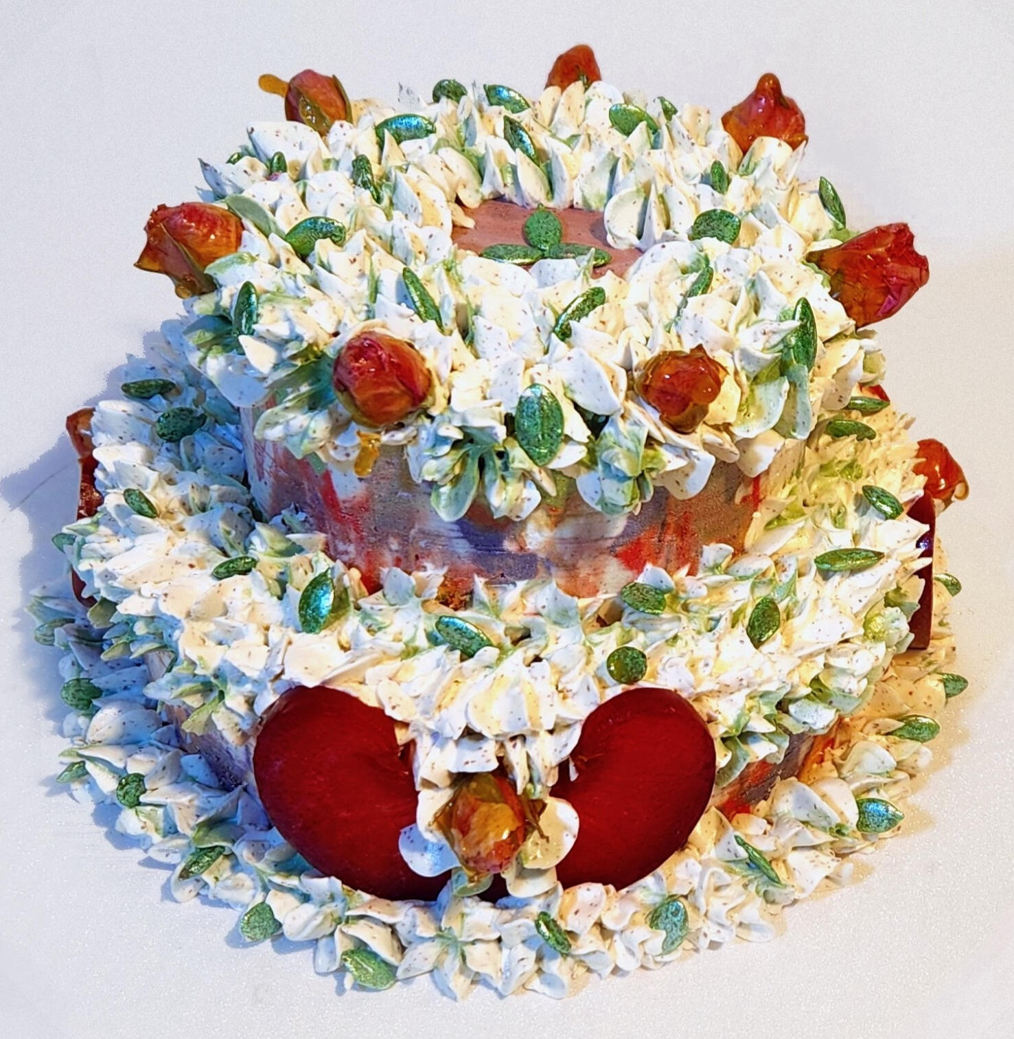 Rooibos Tea Cake: Roasted Plum Cardamom Rose Jam, Sumac Buttercream, Pepitas, Jelly Dropped Roses [September, 2022]