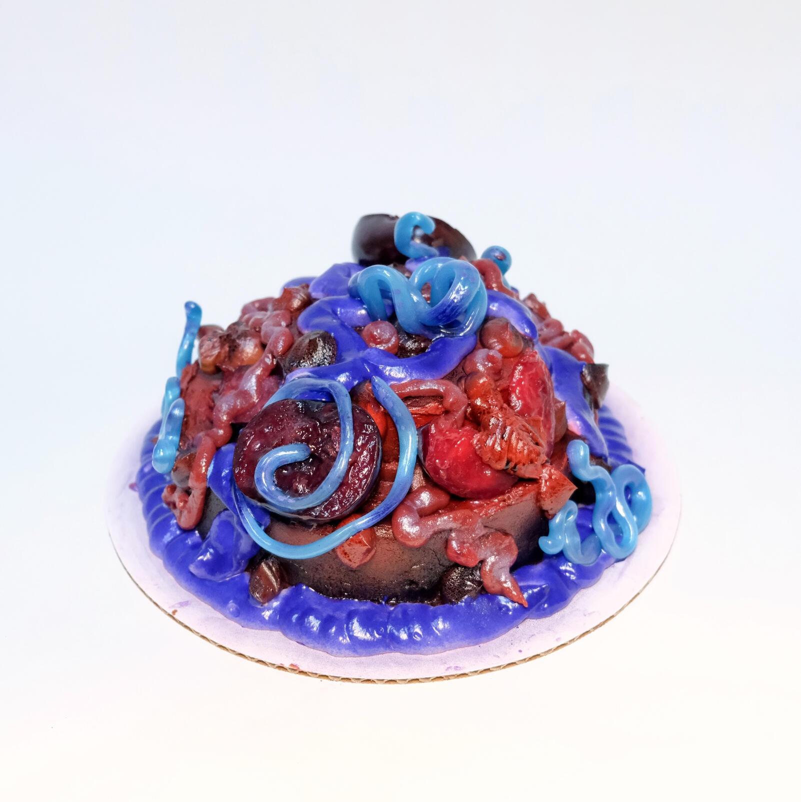 Tentacle Dream Cake: Chocolate orange blossom cake, Raspberry Mousse, Chocolate Bourbon Buttercream, Raspberry Mascarpone, Pluot, Vanilla Jasmine Candy , [July, 2023]