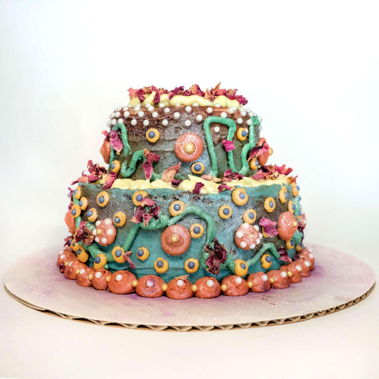 Pistachio Cardamom Cake with Rose Milk Soak, Sour Cherry Jam, Saffron Buttercream [February 2024]